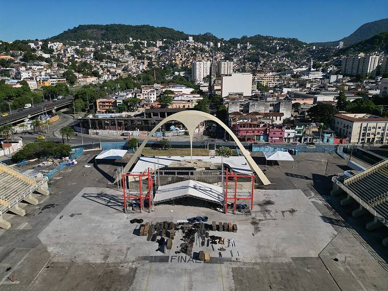 Vista aérea do Sambódromo do Rio de Janeiro